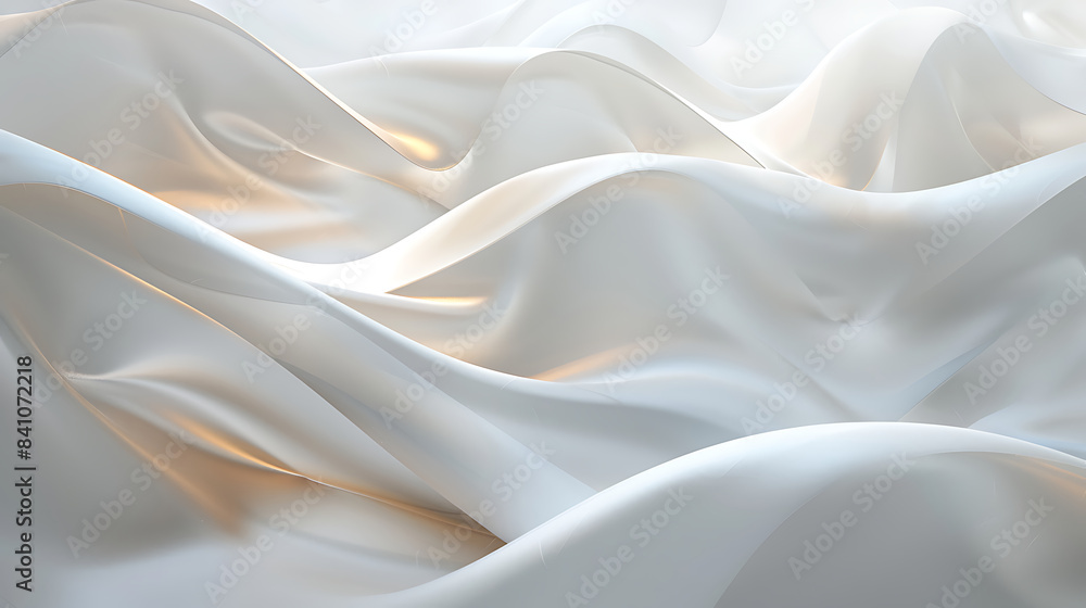 Obraz premium Abstract and modern white background, fluid shapes, waves of light in shades of gray. Generative AI illustration