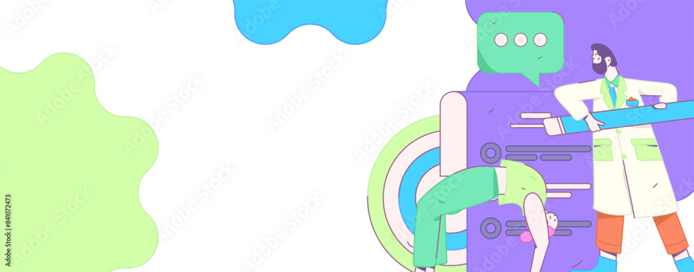 Obraz premium Doctor examines patient flat vector concept operation hand drawn illustration 