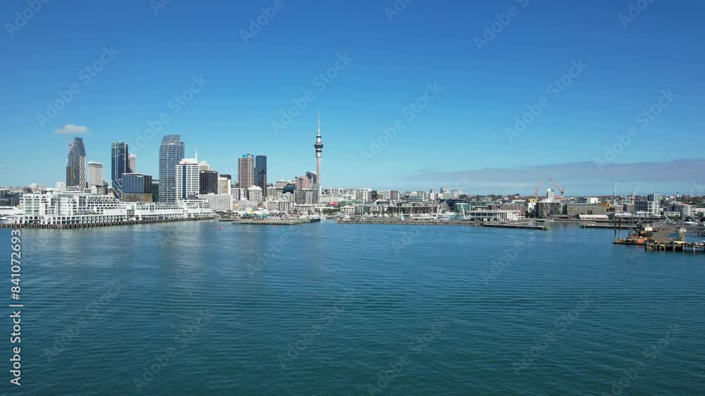 Famous Sky Tower In Auckland's CBD, North Island, New Zealand. wide shot Famous Sky Tower In Auckland's CBD, North Island, New Zealand. wide shot