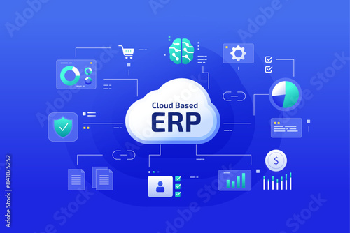 Cloud based ERP system illustration