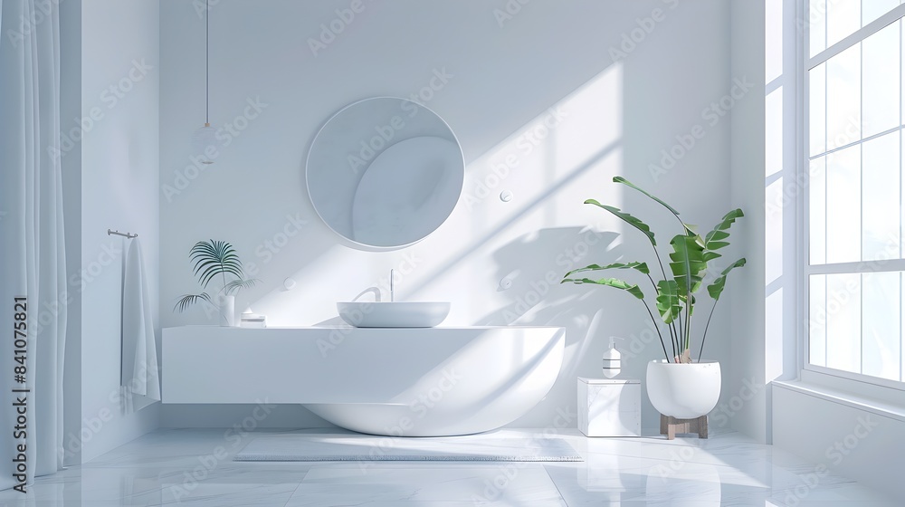 Fototapeta premium Minimalist Bright and Airy Interior with Natural Lighting and Serene Atmosphere