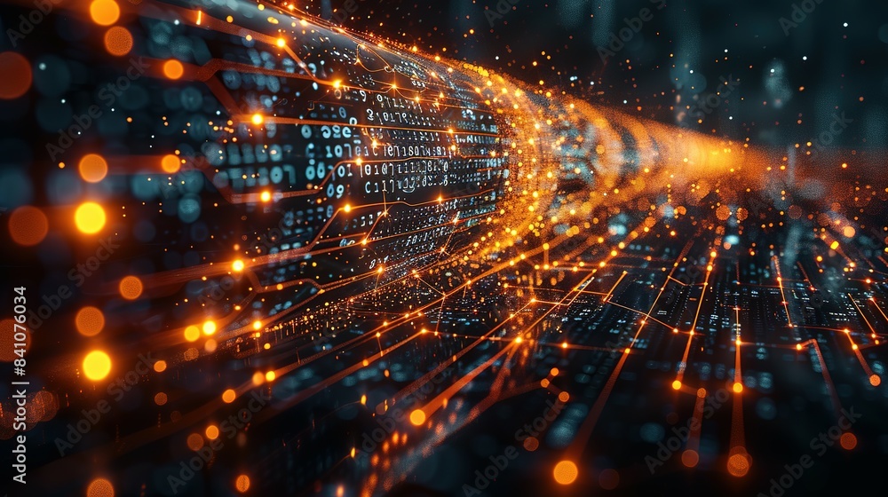 Fototapeta premium Datastream Dominion: Digital Landscape for Scientific Research