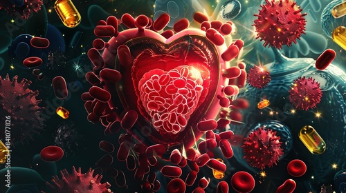 Wallpaper Mural Immune System Defense shield-shaped organ surrounded Vitamins and Antioxidants Torontodigital.ca