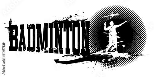 Badminton Man Singles Banner Vector Illustration