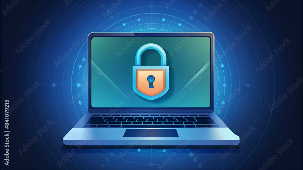 Ensuring Data Security with Laptop Screen Lock - Digital Protection Concept Ensuring Data Security with Laptop Screen Lock - Digital Protection Concept