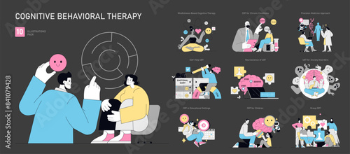 Cognitive Behavioral Therapy. Flat Vector Illustration