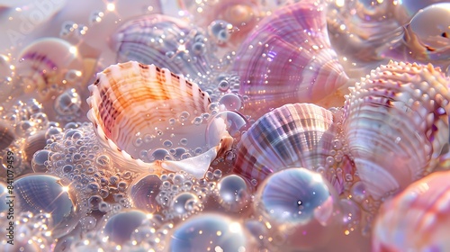 Digital technology glitter shell pearl poster background