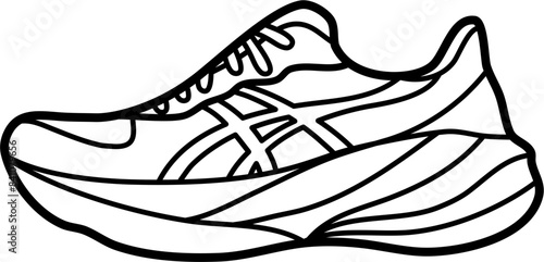 marathon running shoes vector outline illustration