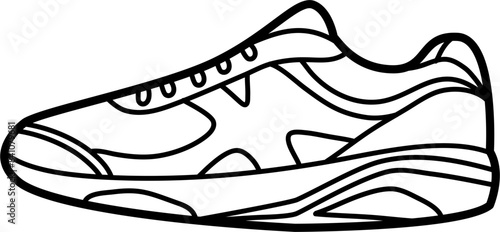 motion control running shoes vector outline illustration