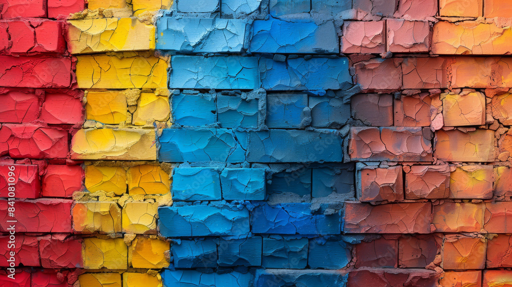 A Close Up of a Colorful Brick Wall A Close Up of a Colorful Brick Wall