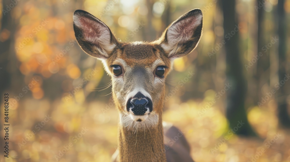 A majestic deer with large eyes gazing directly into the lens A majestic deer with large eyes gazing directly into the lens
