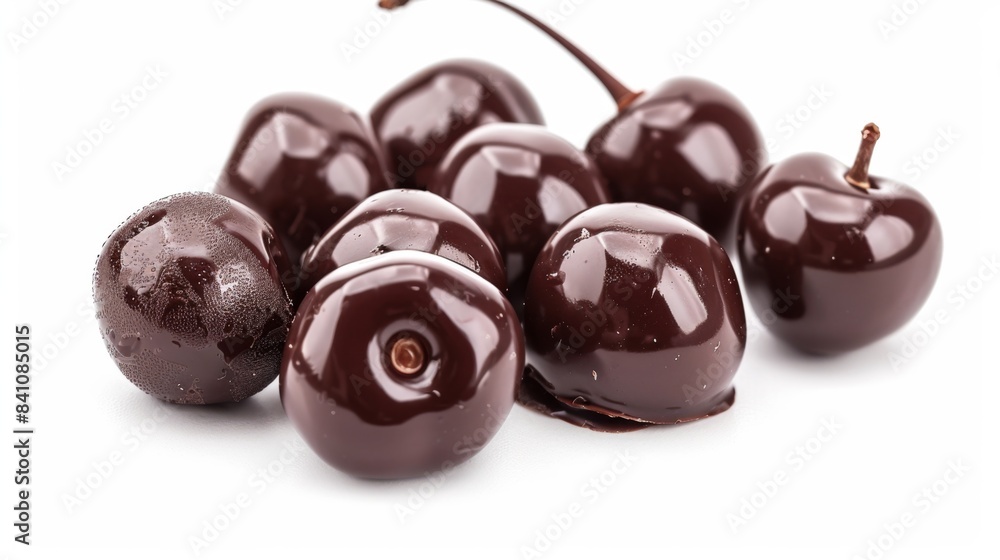 chocolate-covered cherries Isolated on white background. sweet delicious desserts concept for designer chocolate-covered cherries Isolated on white background. sweet delicious desserts concept for designer
