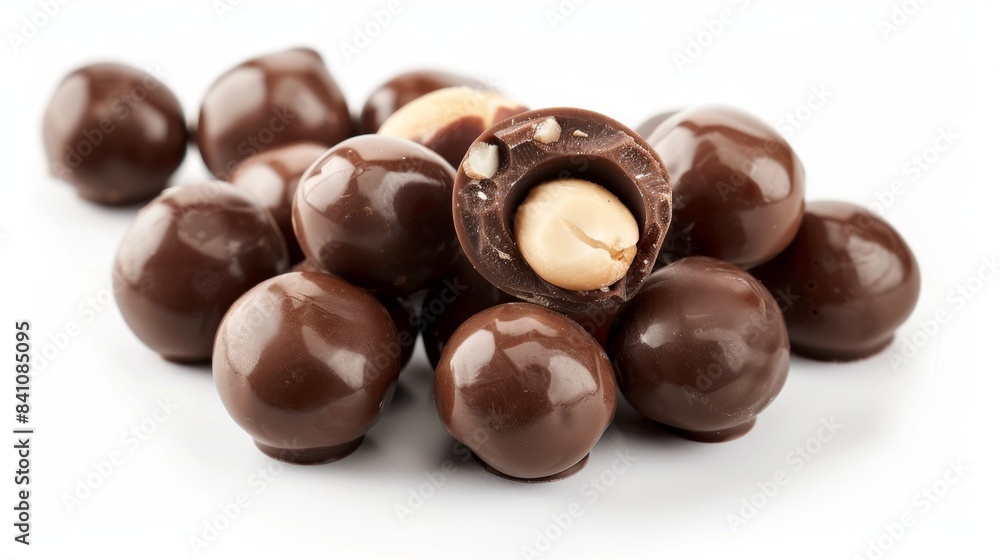 chocolate-covered nuts Isolated on white background. sweet delicious desserts concept for designer chocolate-covered nuts Isolated on white background. sweet delicious desserts concept for designer