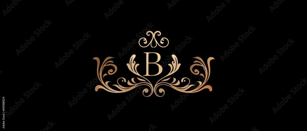 B initials elegant logo design, black background B initials elegant logo design, black background