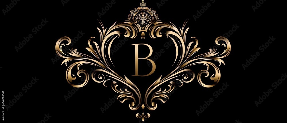 B initials elegant logo design, black background B initials elegant logo design, black background