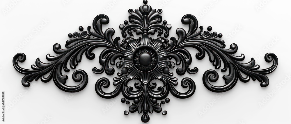 black victorian ornament, white background black victorian ornament, white background