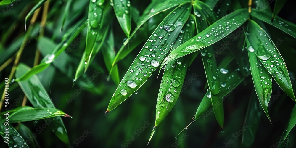 green bamboo leaves in the rain, close-up, photography, aspect ratio 2:1, banner, landing page, website background green bamboo leaves in the rain, close-up, photography, aspect ratio 2:1, banner, landing page, website background