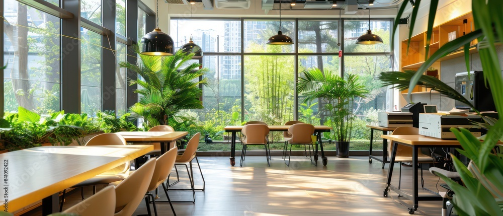 Naklejka premium Smart meeting rooms within the office space offer state-of-the-art amenities for productive and efficient discussions