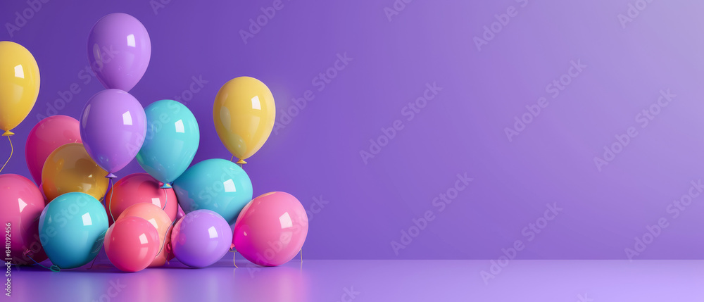 Colorful Balloons Against Purple Background Colorful Balloons Against Purple Background