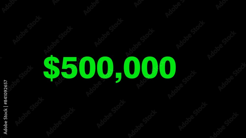 one million dollar money countdown. 0 to 1000000. counter animation zero to one million green number on black background one million dollar money countdown. 0 to 1000000. counter animation zero to one million green number on black background