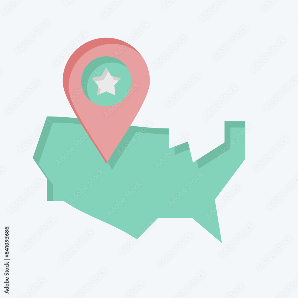 Icon America Map. related to America symbol. flat style. simple design illustration Icon America Map. related to America symbol. flat style. simple design illustration