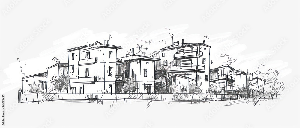 Obraz premium architecture building hand drawn sketches