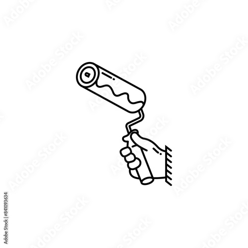 hand holding paint roller icon vector illustration design isolated on white background