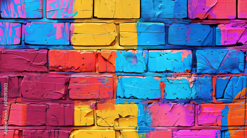 Colorful Brick Wall Painted in Vibrant Hues