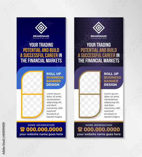 trading roll up business brochure flyer banner design vertical template vector, cover presentation abstract geometric background, modern publication x banner and flag banner, layout in rectangle size.