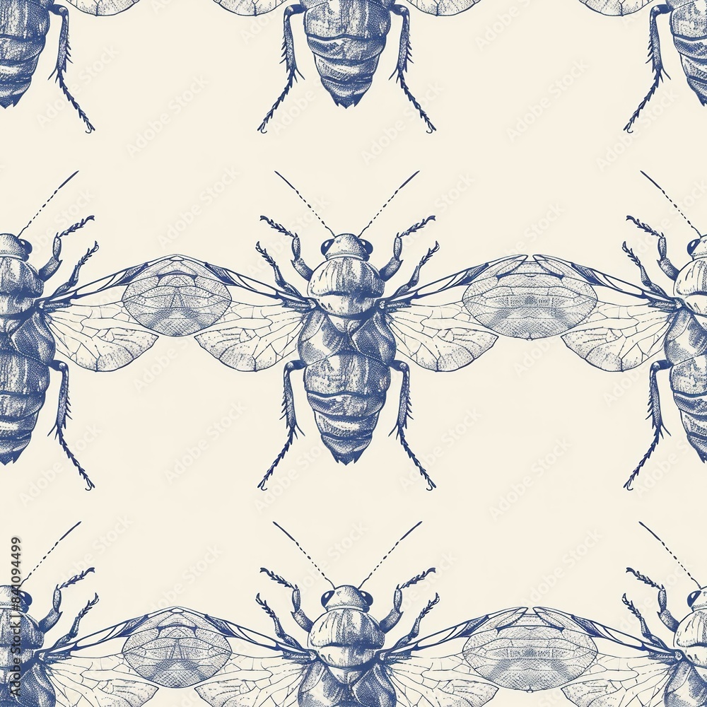 Meticulous sketch of a cicada nymph, featuring its soft, pale body and ...