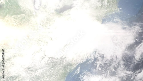 Wallpaper Mural Earth zoom in from space and focus on Salem, Virginia, USA. 3D style Animation. Satellite view. Background for travel intro, blog. Images from NASA. Torontodigital.ca