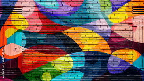 Colorful Abstract Graffiti On Brick Wall