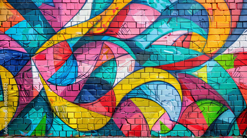 Colorful Graffiti Art on Brick Wall in Urban Environment © Daniel