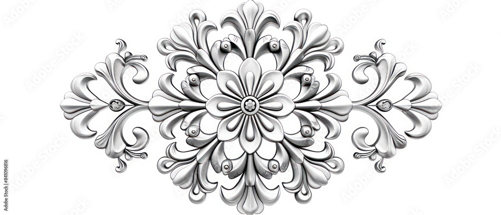 silver victorian ornament, white background silver victorian ornament, white background