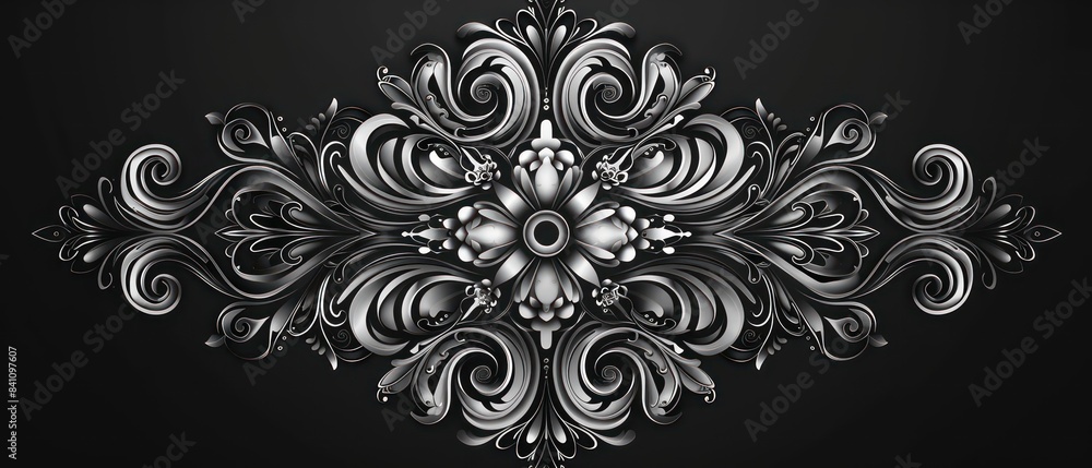 victorian ornament grayscale on black background victorian ornament grayscale on black background