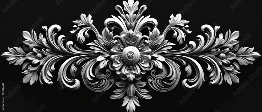 victorian ornament grayscale on black background victorian ornament grayscale on black background