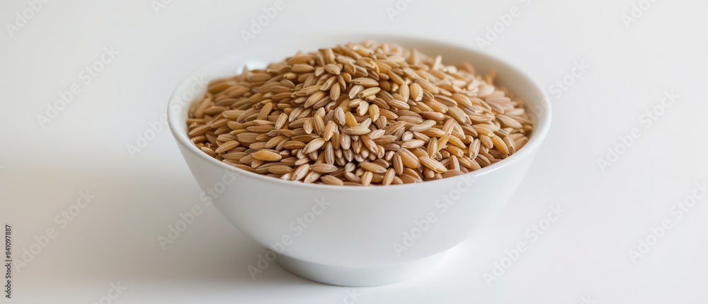 grain rice in a bowl, white background grain rice in a bowl, white background