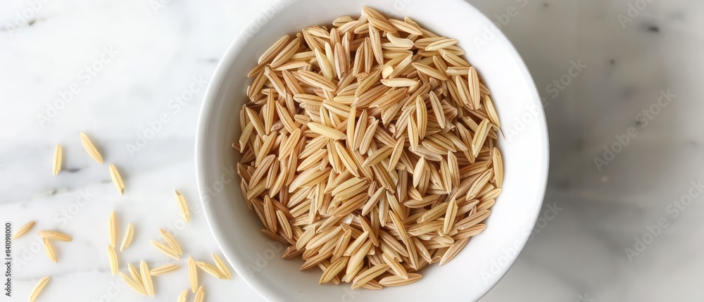 grain rice in a bowl, white background grain rice in a bowl, white background