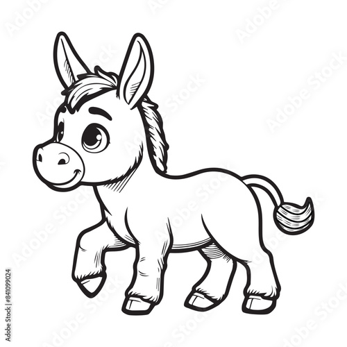 line art of donkey cartoon vector