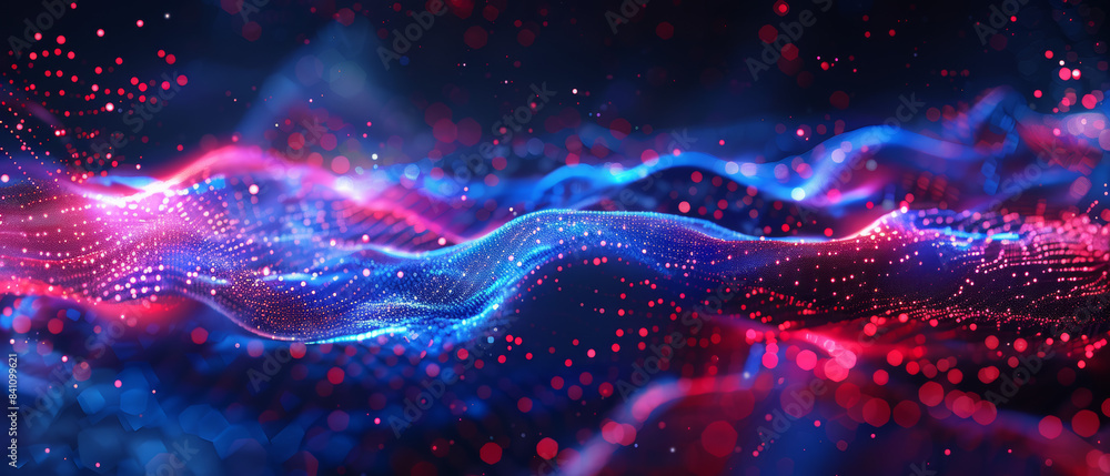 Abstract Digital Wave Background With Blue And Red Lights Abstract Digital Wave Background With Blue And Red Lights