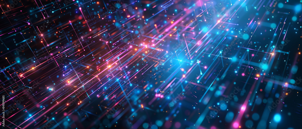 Abstract Digital Network With Red And Blue Lines Abstract Digital Network With Red And Blue Lines