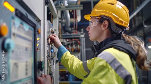 Engineers performing a system diagnostic check on industrial machinery