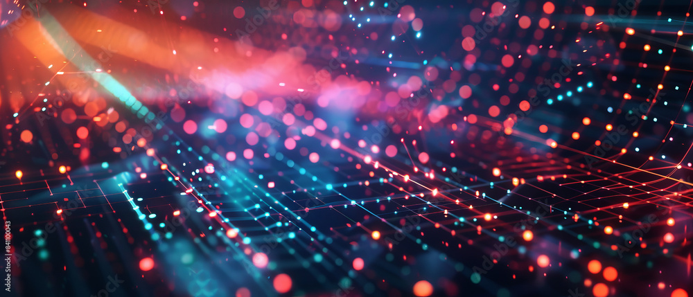 Abstract Digital Network With Red And Blue Lights Abstract Digital Network With Red And Blue Lights
