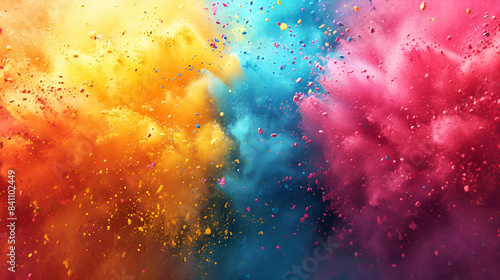 Colorful powder being thrown into the air  creating a vibrant explosion of hues.