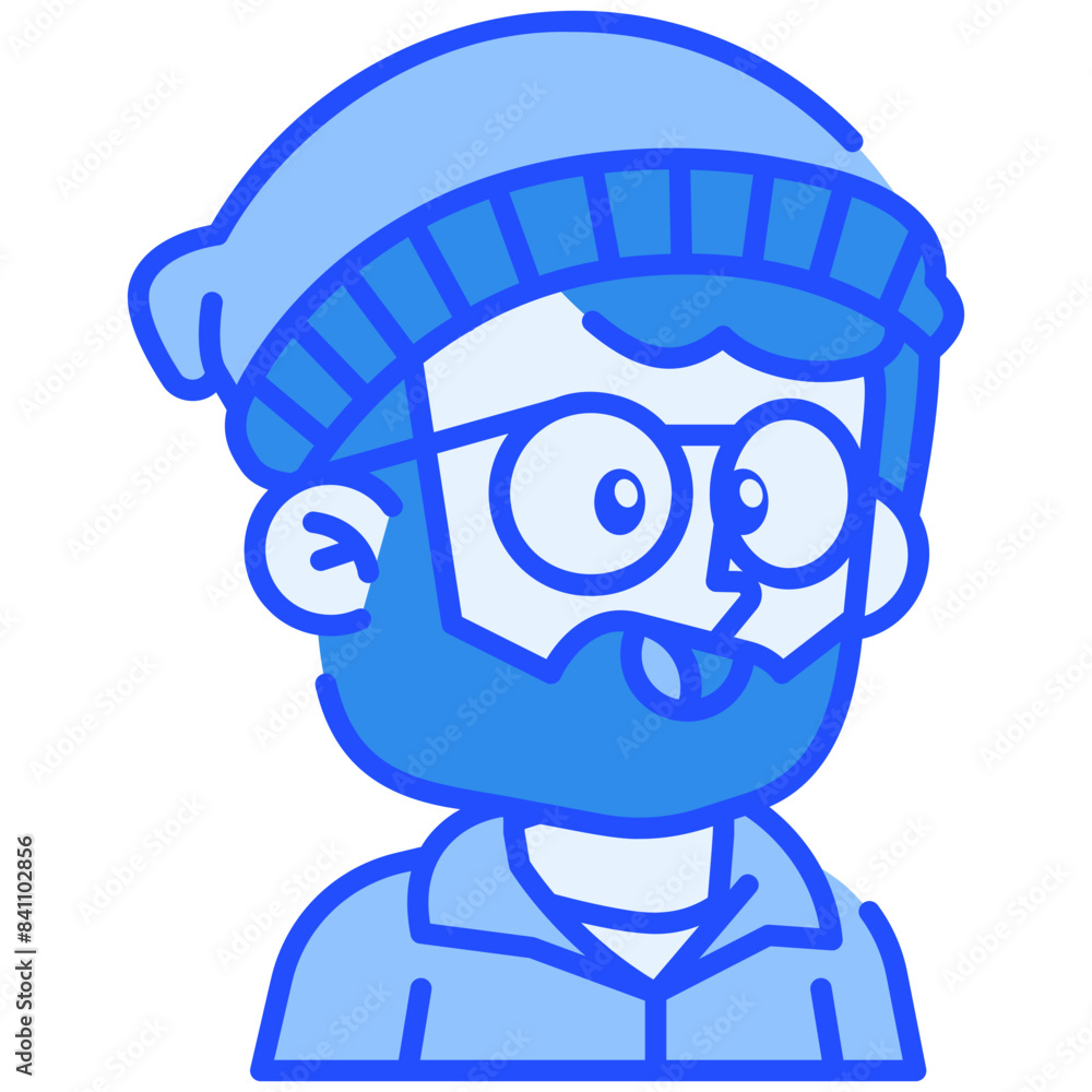 Glasses Man wearing jacket Blue Color Icon Glasses Man wearing jacket Blue Color Icon