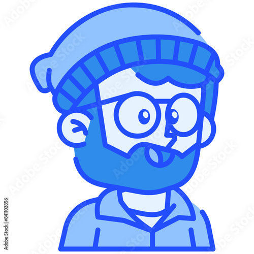 Glasses Man wearing jacket Blue Color Icon