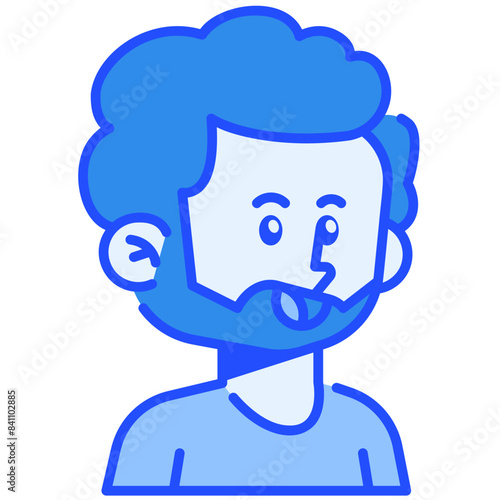 Man With Beard Blue Color Icon