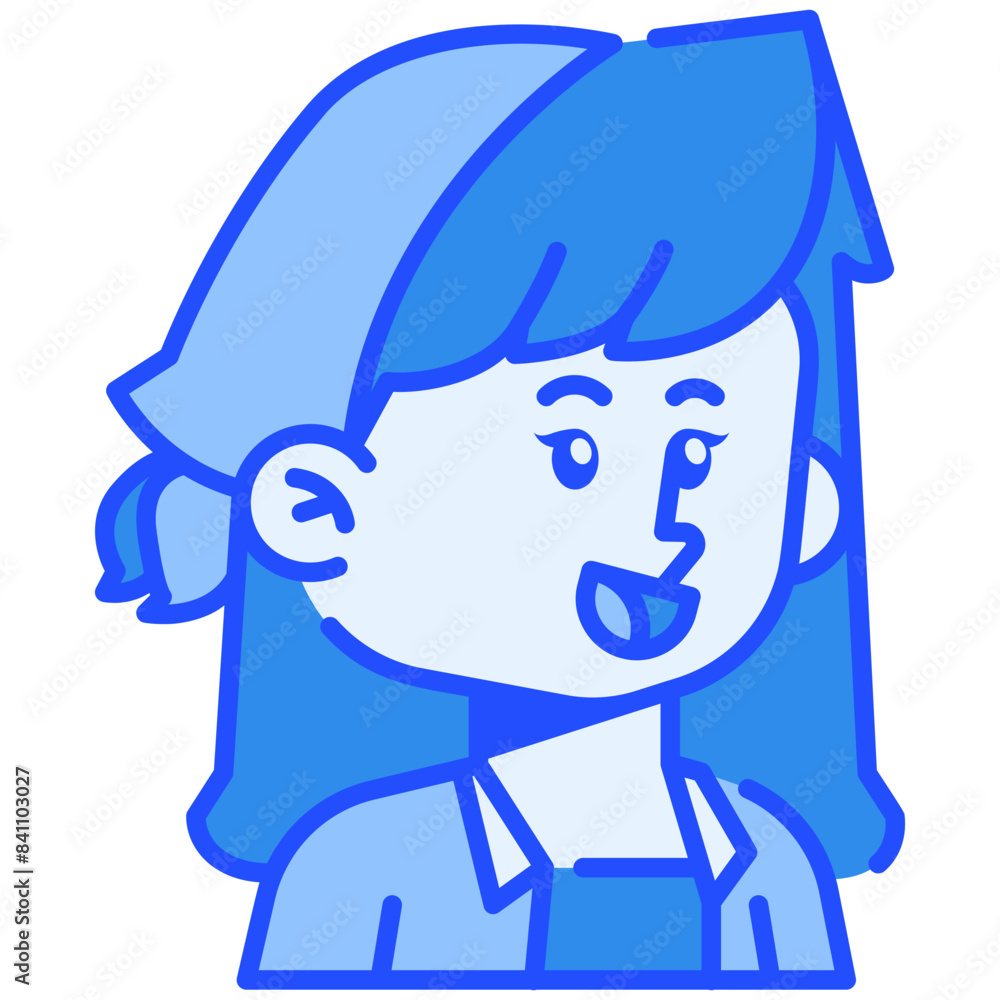 Woman wearung hairband Blue Color Icon Woman wearung hairband Blue Color Icon