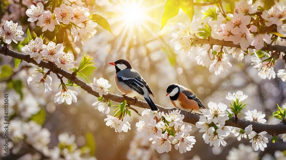 Fototapeta premium bird on a branch - Generative AI