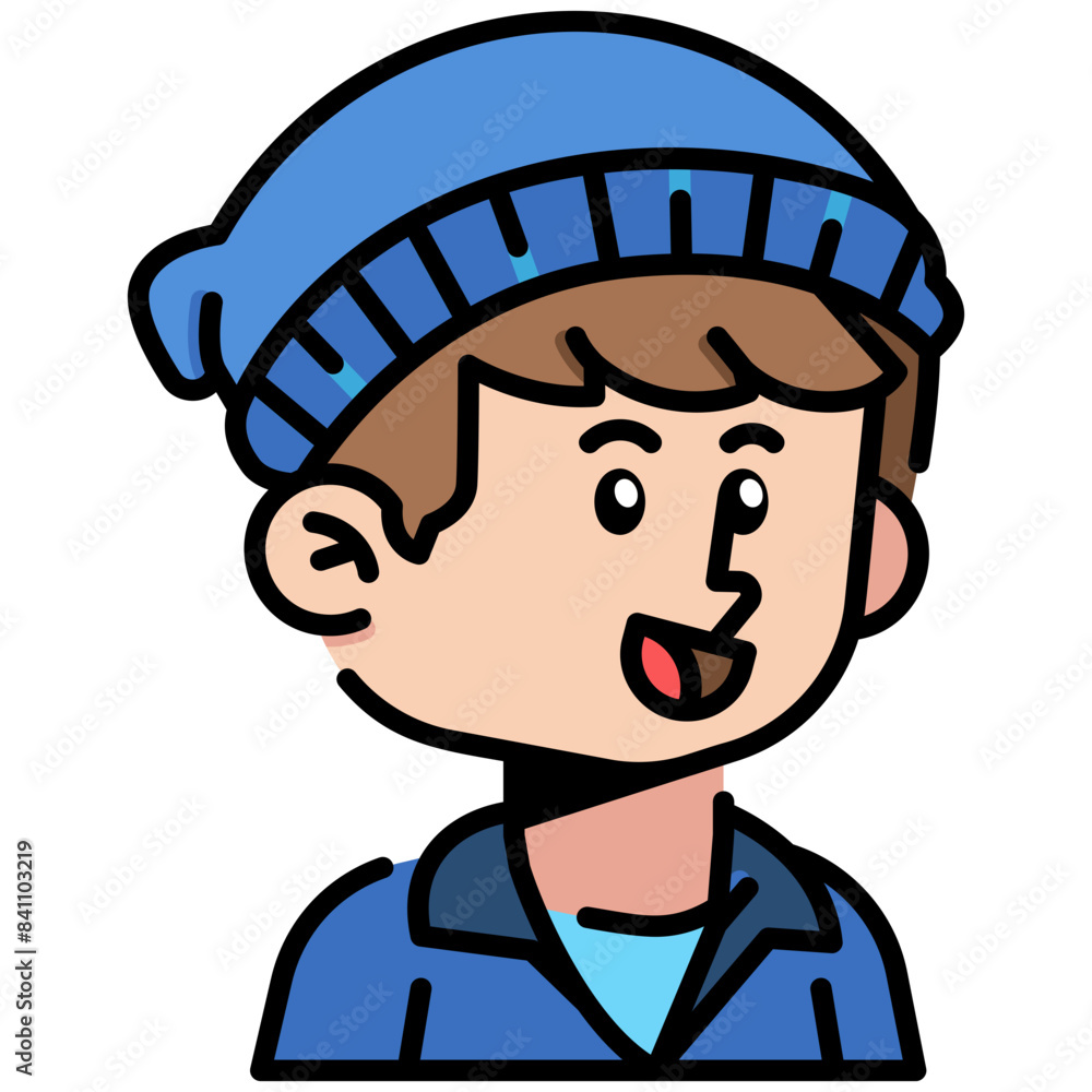 Man with Beanie Hat Filled line Icon Man with Beanie Hat Filled line Icon